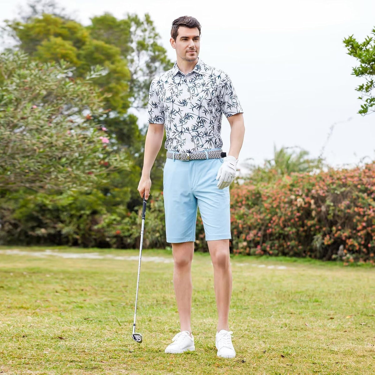 Men's Golf Polo Shirts Short Sleeve Striped Performance Moisture Wicking Dry Fit Golf Shirts for Men
