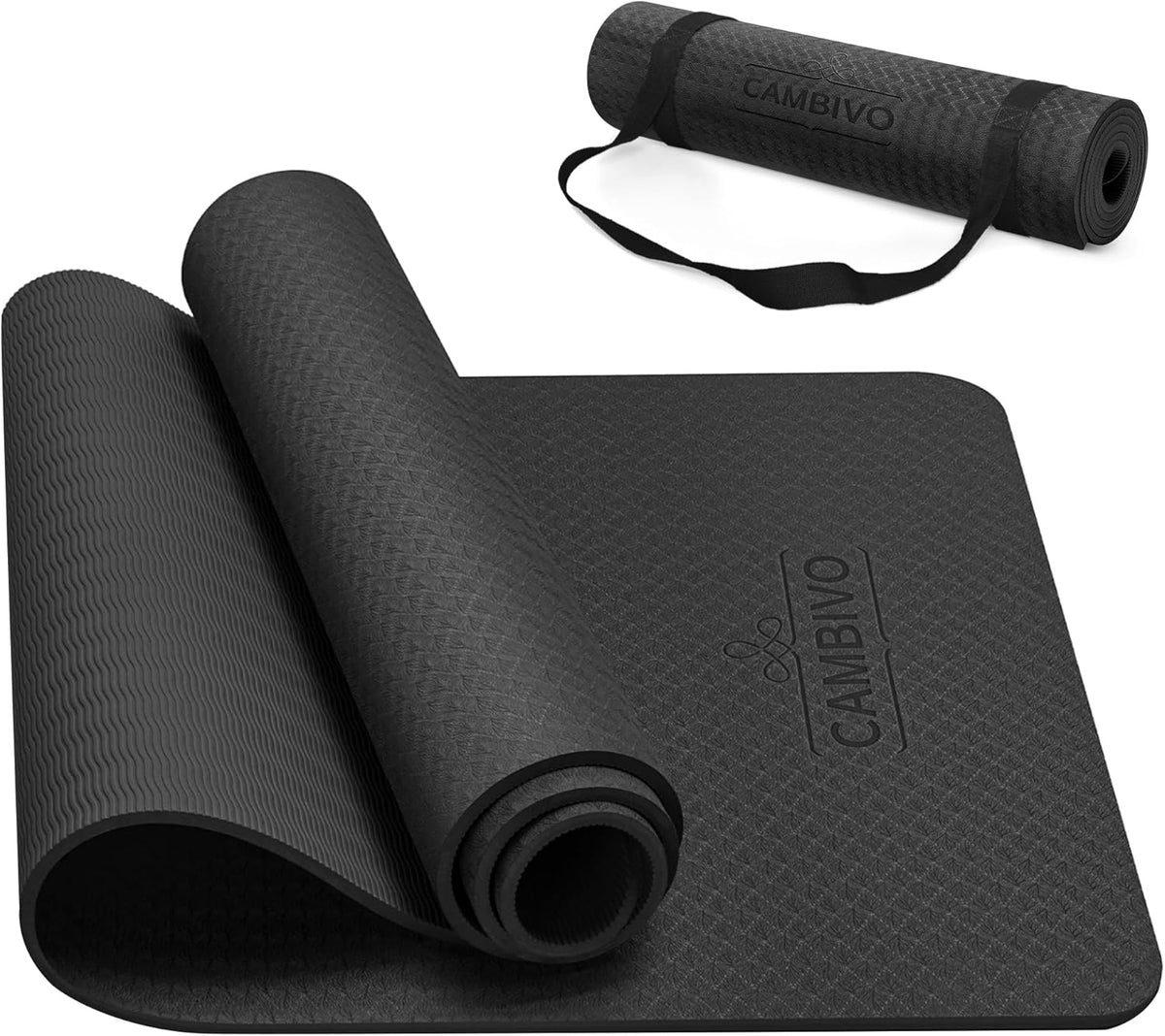 CAMBIVO Yoga Mat for Women Men Kids, 1/3 & 1/4 & 2/5 Inch Extra Thick Yoga Mat Non Slip, 72" x 24" TPE Yoga Mats, Workout Mat with Carrying Strap for Yoga, Pilates and Floor Exercises