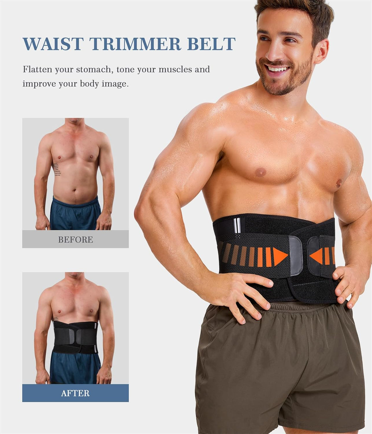 TAILONG Neoprene Waist Trimmer Ab Belt for Men Waist Trainer for Women Corset Slimming Body Shaper Workout Sauna Sweat Band