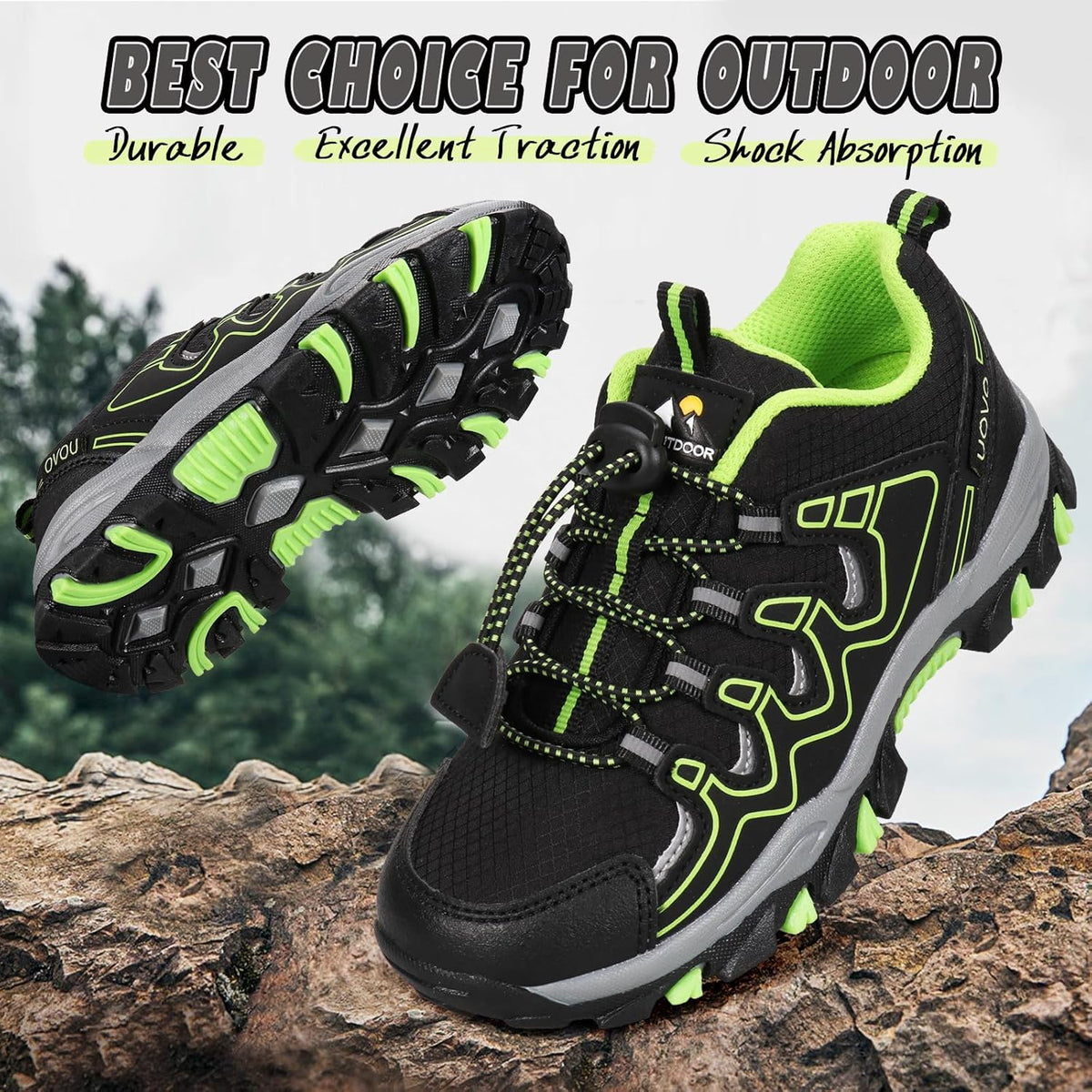 UOVO Boys Girls Kids Sneakers Hiking Running Outdoor Walking Tennis Shoes Waterproof Non Slip Fashion Sneakers(Little/Big Kids