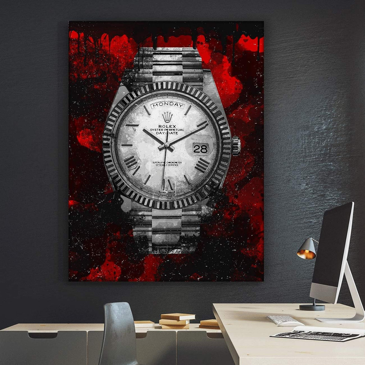 Luxury Watch Canvas Print Office Wall Decor Modern Art Pop Culture Decoration Inspiration Clock Timer Prints Framed Arts Walls Furniture (24" x 18")