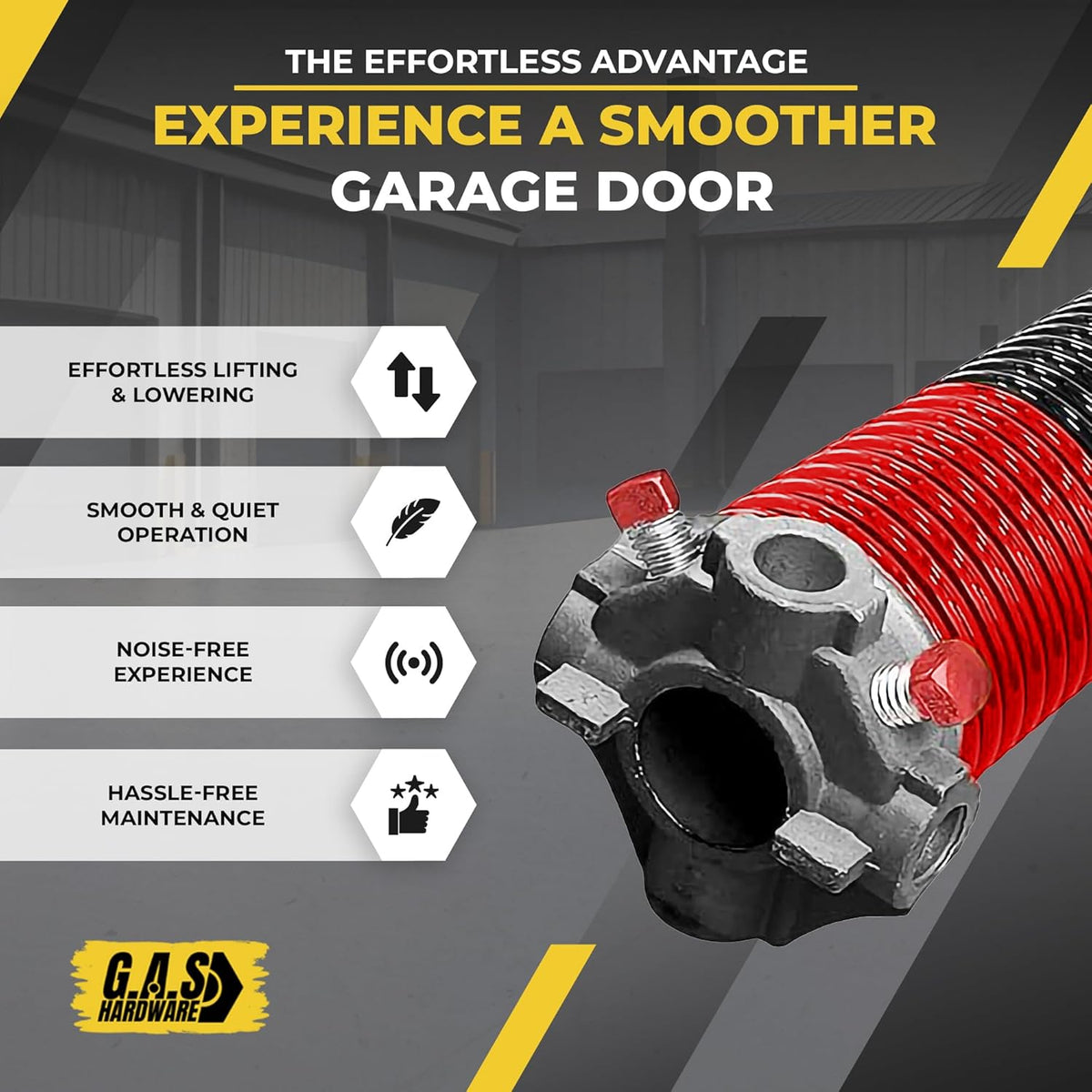 Garage Door Torsion Spring 225x1.75x29 Includes 1” Steel Bearing, Non-Slip Gloves, and Winding Bars for Left Side of Garage Door Precision E-Coating 5-Year Warranty Min. 30,000 Cycles (Red Cone)