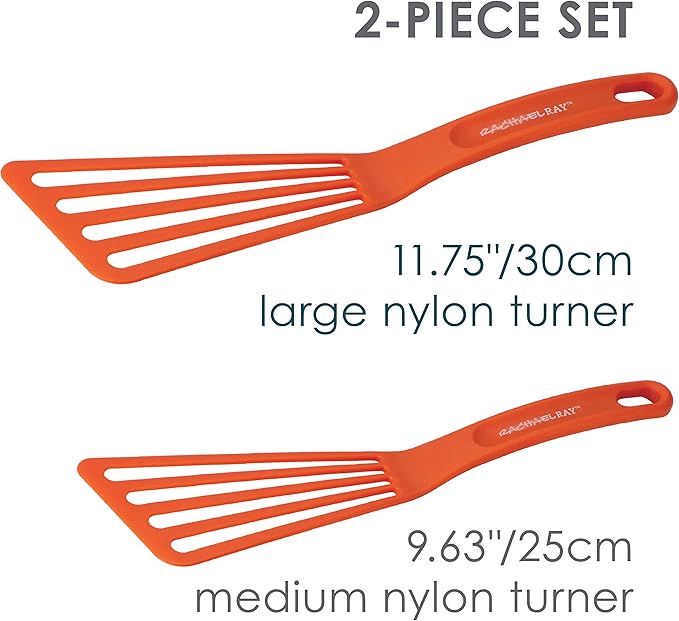 Rachael Ray KitchenTools and Gadgets Nylon Cooking Utensils / Spatula / Fish Turners - 2 Piece, Light Blue