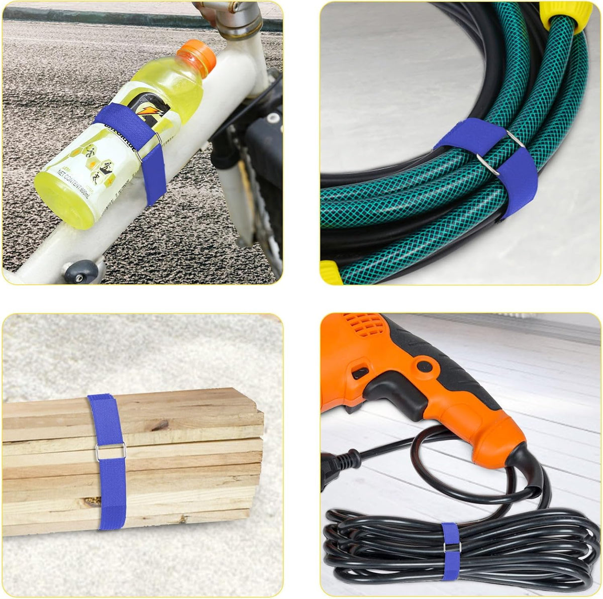 1"x16ft Hook and Loop Straps with 25 Metal Buckles, Adjustable Fastening Cable Straps, Cut-to-Length Cinch Strap, Reusable Nylon Securing Cord Ties for Organizer or Storage, 1 inch Wide,Blue