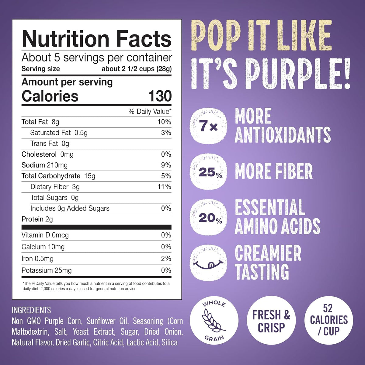 Purplesful Purple Corn Popcorn, Silkier, Creamier & Healthy Popcorn, Vegan-Friendly, Non-GMO, Flavorful Popped Corn Gourmet Snack, Vegan Cheddar, Big Bulk Pack - 4.8 Oz Per Pack (Pack of 9)