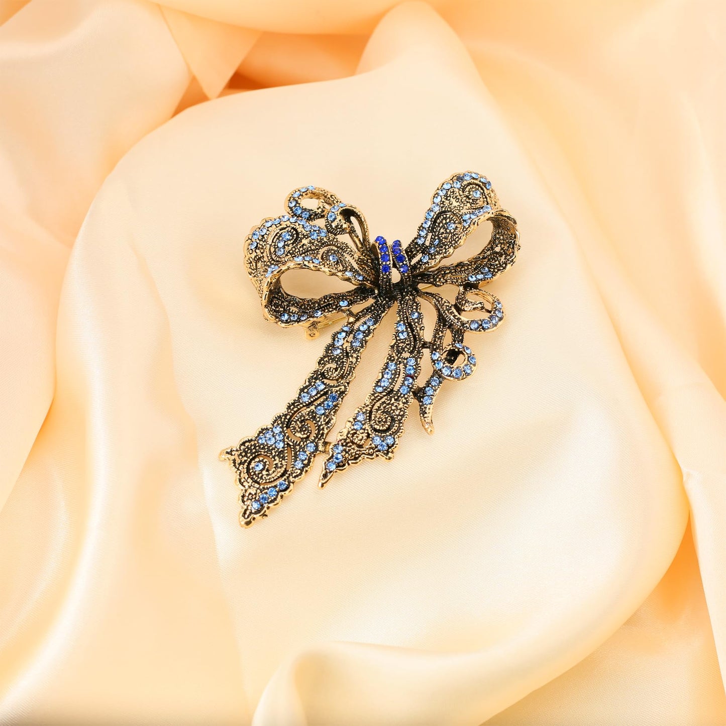 Vancy Utopia Rhinestone Bow Brooch Vintage Crystal Large Bowknot Brooches for Women Brooch Pin Wedding Fashion Jewelry Accessories,Women Gift