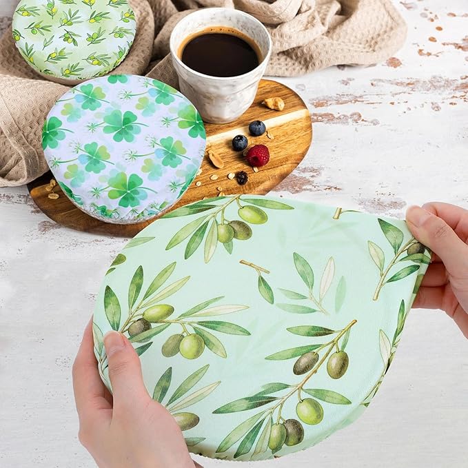 5 Pieces Bowl Covers Reusable, 5 Size Elastic Cloth Bowl Covers for Bread Proofing Stretch Food Covers Washable for Food Fruits Leftover (Lavender)