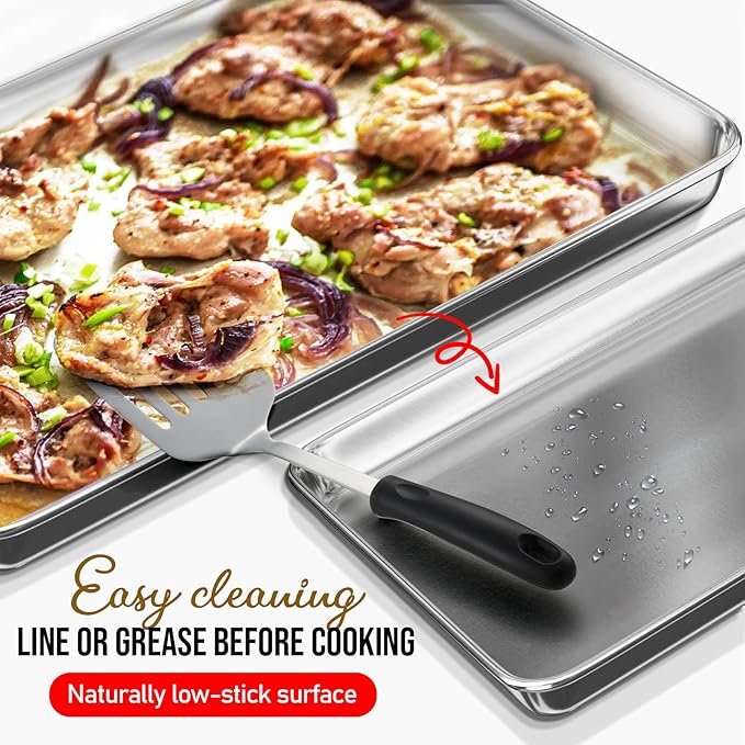 Eatex Aluminum Baking Sheet, Steel Cookie Sheet, 18” x 13” Half Sheet Baking Pan, Warp Resistant Cookie Sheets for Baking Nonstick, Baking Sheets for Oven, Durable BPA-Free Half Sheet Pans for Baking