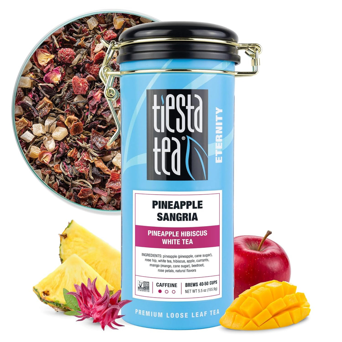 Tiesta Tea Pineapple Sangria Loose Leaf Tea – Pineapple Hibiscus White Tea Blend | Premium Low-Caffeine Fruit Infusion | Hot or Iced | 5.5oz Refillable Tin | Makes Up to 50 Cups