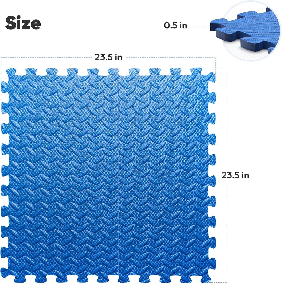 Home Gym Mat, Puzzle Exercise Mat, EVA Interlocking Foam Floor Tiles for Home Workout Equipment and Kids' Play Areas - Black, 24 in x 24 in x ½ in - 16 Tiles (Black, 16 Pack, 64 SQ FT)