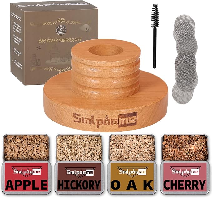 Cocktail Smoker Kit, Old Fashioned Smoker Kit for Bourbon Whiskey Drink, Smoker Infuser Kit with 4 Flavors Wood Chips, Birthday Father's Day Gifts for Husband, Men, Dad