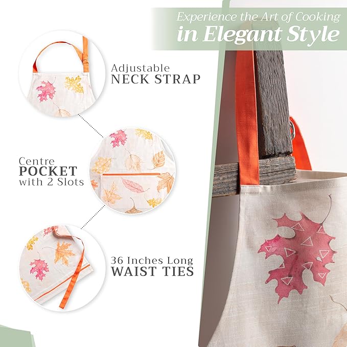 Maison d' Hermine 100% Cotton Apron for women with Pocket Kitchen Chef Apron for Men Cooking Mothers Day Gifts