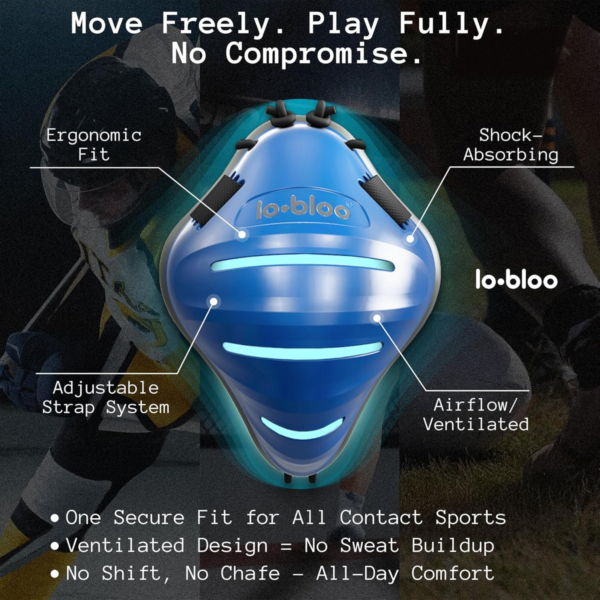 Free Male Patented Athletic Groin Cup for Upright Activity Like Kick Boxing, MTB, BMX, Cricket, Hockey, Baseball, Football. Male Size +13yrs