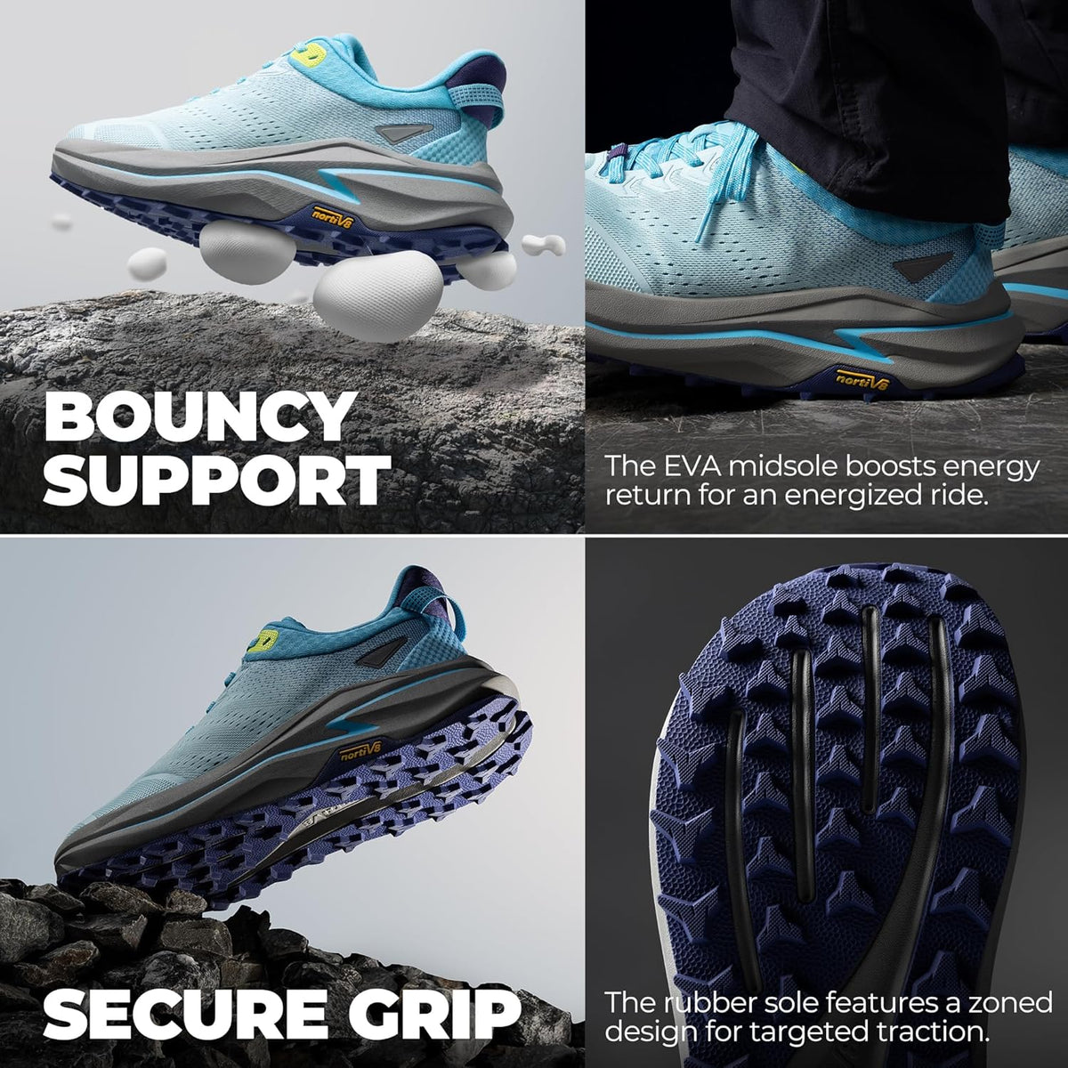 NORTIV 8 Men's Wide Toe Box Trail Running Shoes Cushion Walking Barefoot Tennis Workout Gym Cross Training Shoe Fashion Sneakers for Plantar Fasciitis Bunion