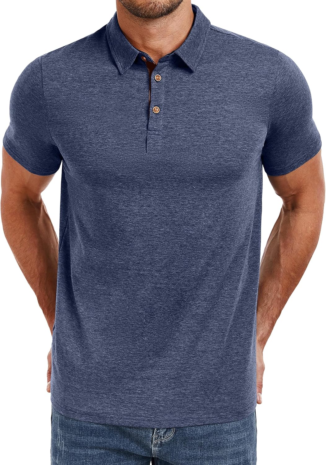 PEGENO Mens Polo Shirts Short Sleeve Casual Cotton Golf Shirts Performance Polo Shirts for Men