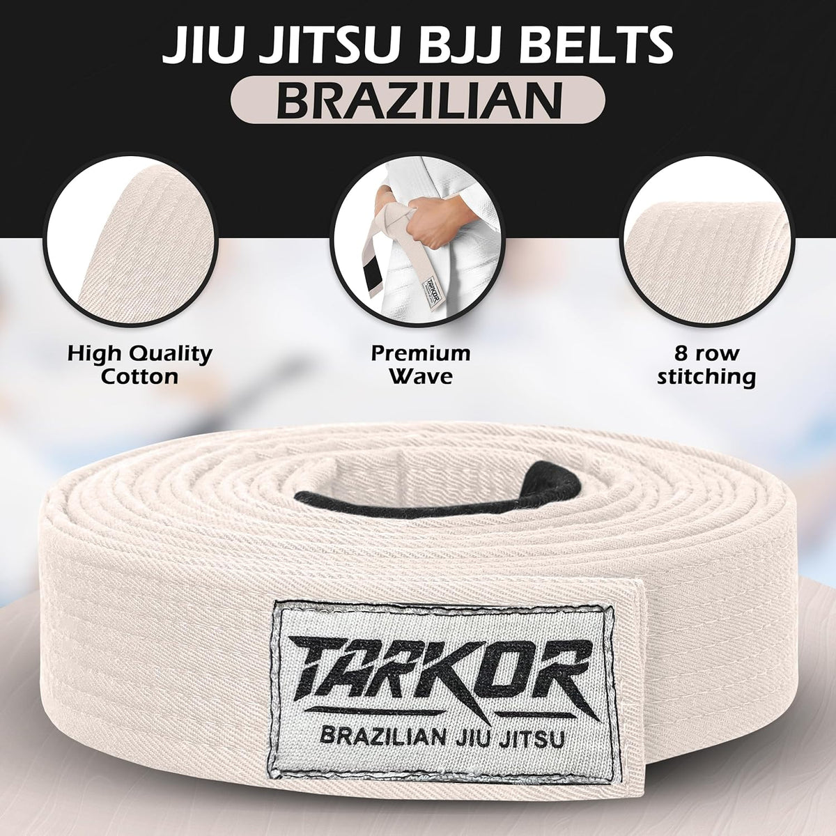 Vintage Series BJJ Belt for Men & Women Brazilian Jiu Jitsu Belt for Jiu Jitsu Gi
