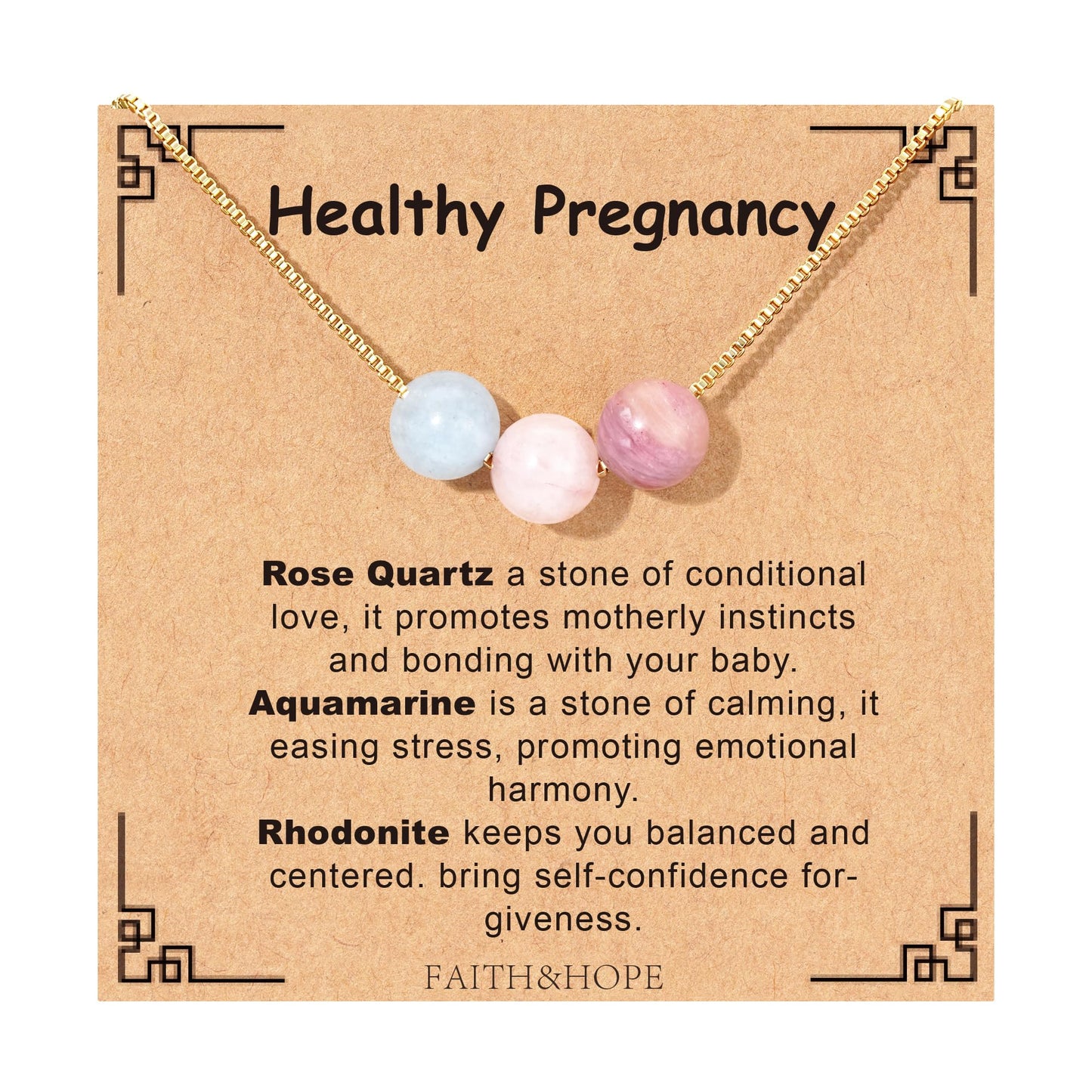 Suarlly Healthy Pregnancy Gifts Natural Stone Necklace for Pregnant Women Pregnancy Gifts for New Expecting Mom Mothers Day Jewelry Gift