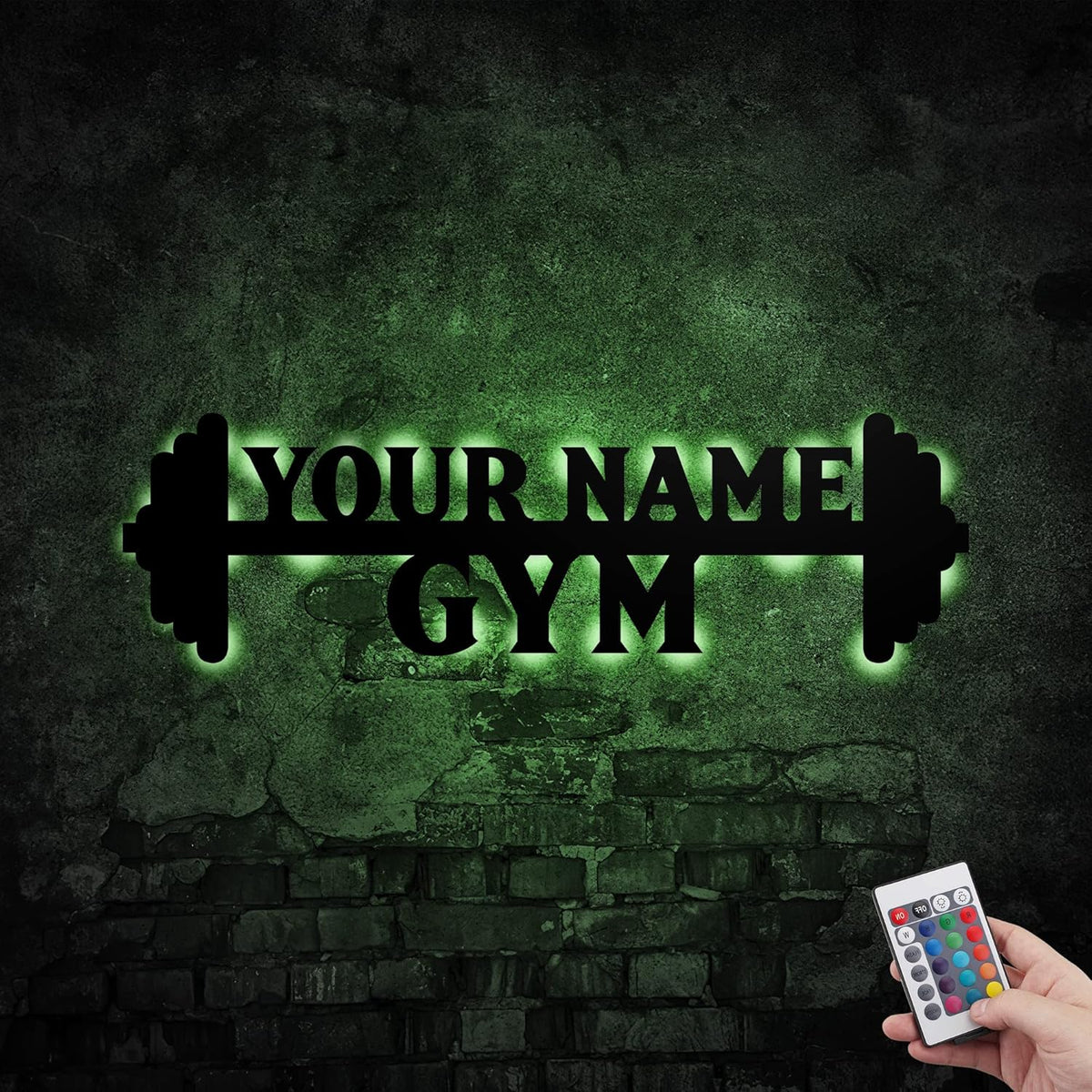 Personalized Home Gym LED Tin Metal Sign Multiple Sizes, Gym Sign Wall Decor, Exercise Workout Room Decor Fitness Center, Motivational Inspirational Hanging Wall Art Wall Plaque (02 w/lights)