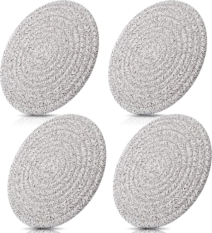 ME.FAN 7 Inch Trivets/Potholders 4 Set Cotton Thread Weave Trivets for Pots and Pans - Large Coasters/Hot Pads to Protect Desktop & Countertop - Mix Light Coffee
