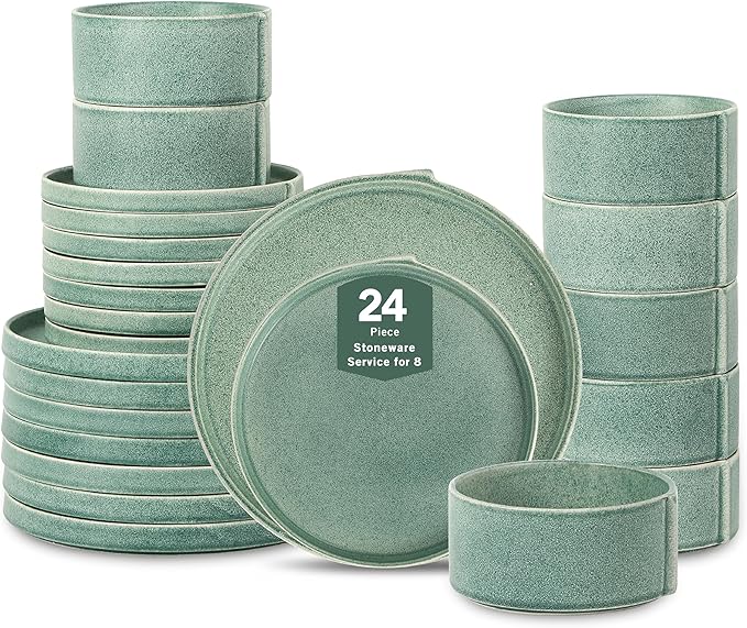 Stone Lain Bao 24-Piece Dinnerware Set Stoneware, Green