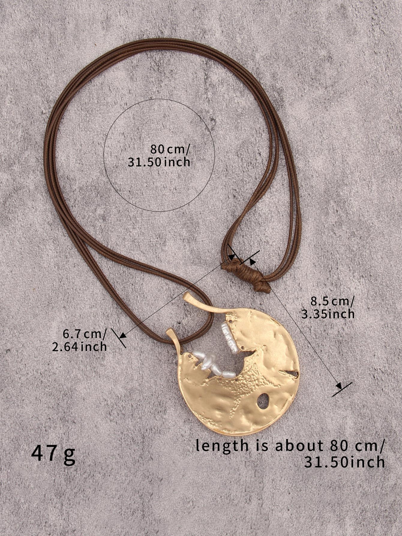 joymiao Boho Long Necklaces for Women Vintage Chunky Statement Necklace with Large Gold Circle Pendant and Pearl Long Boho Hippie Jewelry
