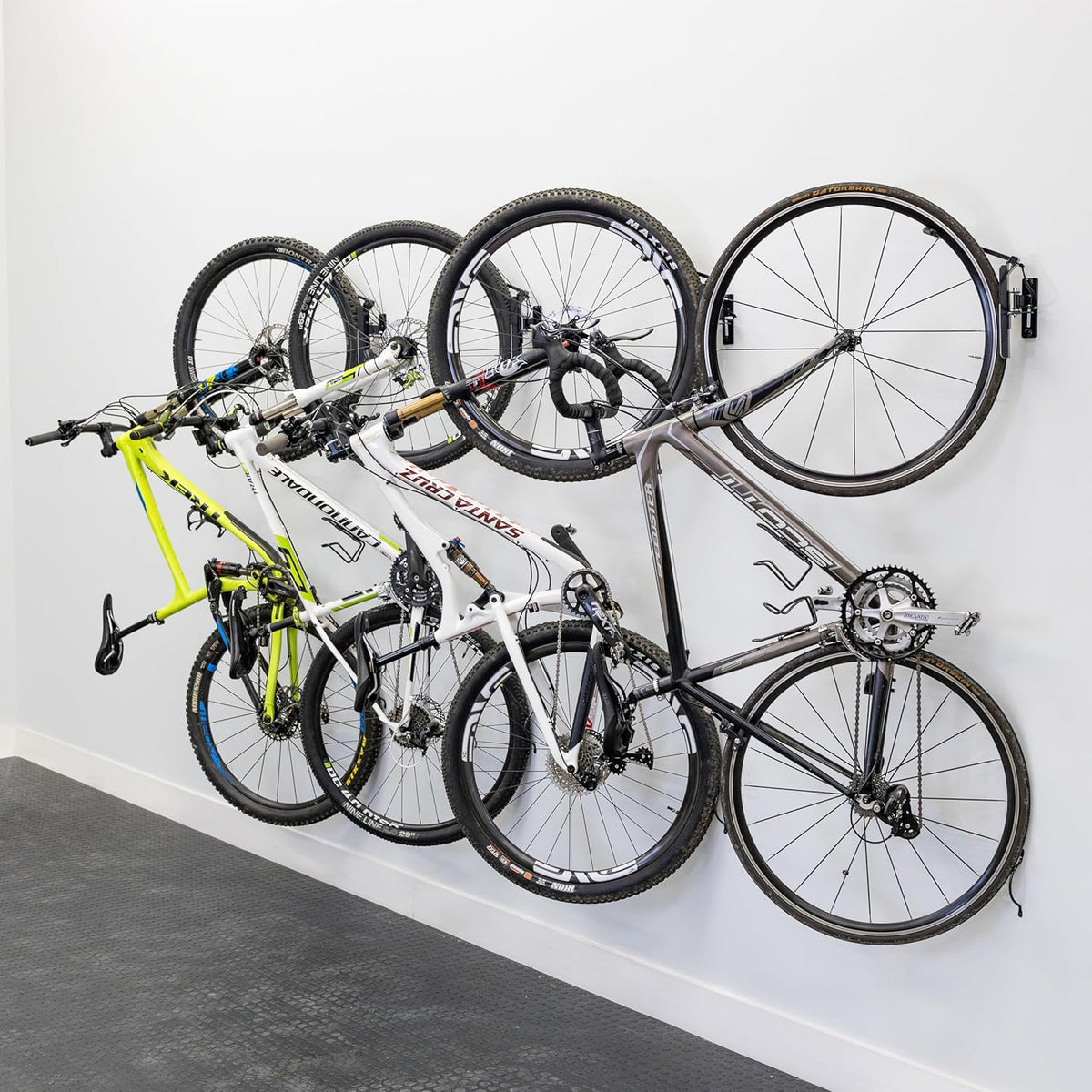 StoreYourBoard Bike Swivel Rack – Wall Mounted Garage Bike Storage, Vertical Hanger with 120° Swing Design & Stopper, Space-Saving Indoor Wall Mount – Fits Kids Bikes, BMX & More