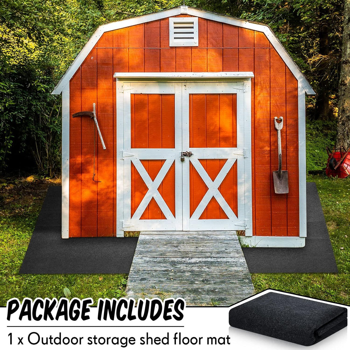 Haull Outdoor Storage Shed Floor Moat Waterproof Outdoor Carport Mat Thickened Soft Patio Furniture Pad Washable with Non Slip Backing, Storage Shed Not Included(6 x 3 ft)