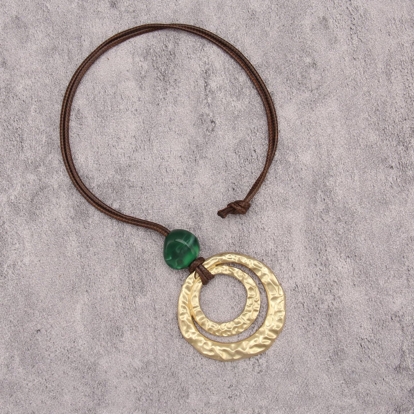 joymiao Chunky Pendant Necklace for Women Long Boho Necklace with Gold Double Layer Pendant Statement Vintage Hippie Layered Necklaces
