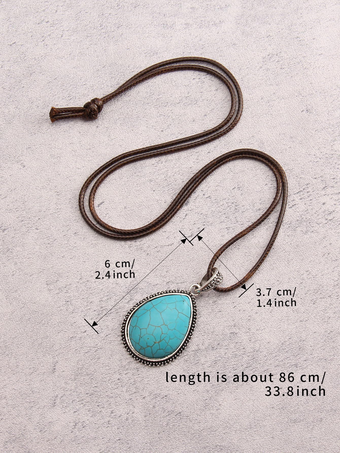 joymiao Boho Pendant Necklace for Women Leather Cord Necklace Cowgirl Sweater Necklace Hippie Choker Necklace Turquoise Jewelry for Teen Girl Gifts