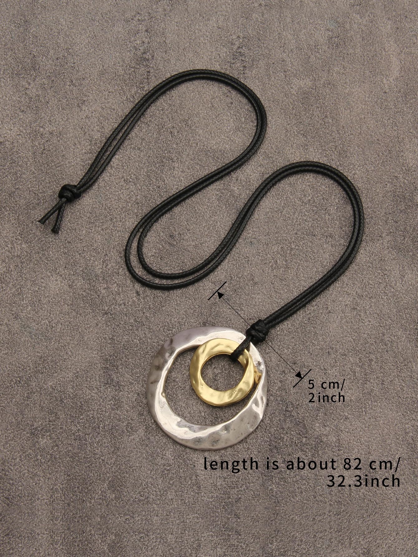 joymiao Chunky Pendant Necklace Boho Silver Pendant for Women Handmade Leather Necklace with Adjustable Cord Boho Style Jewelry