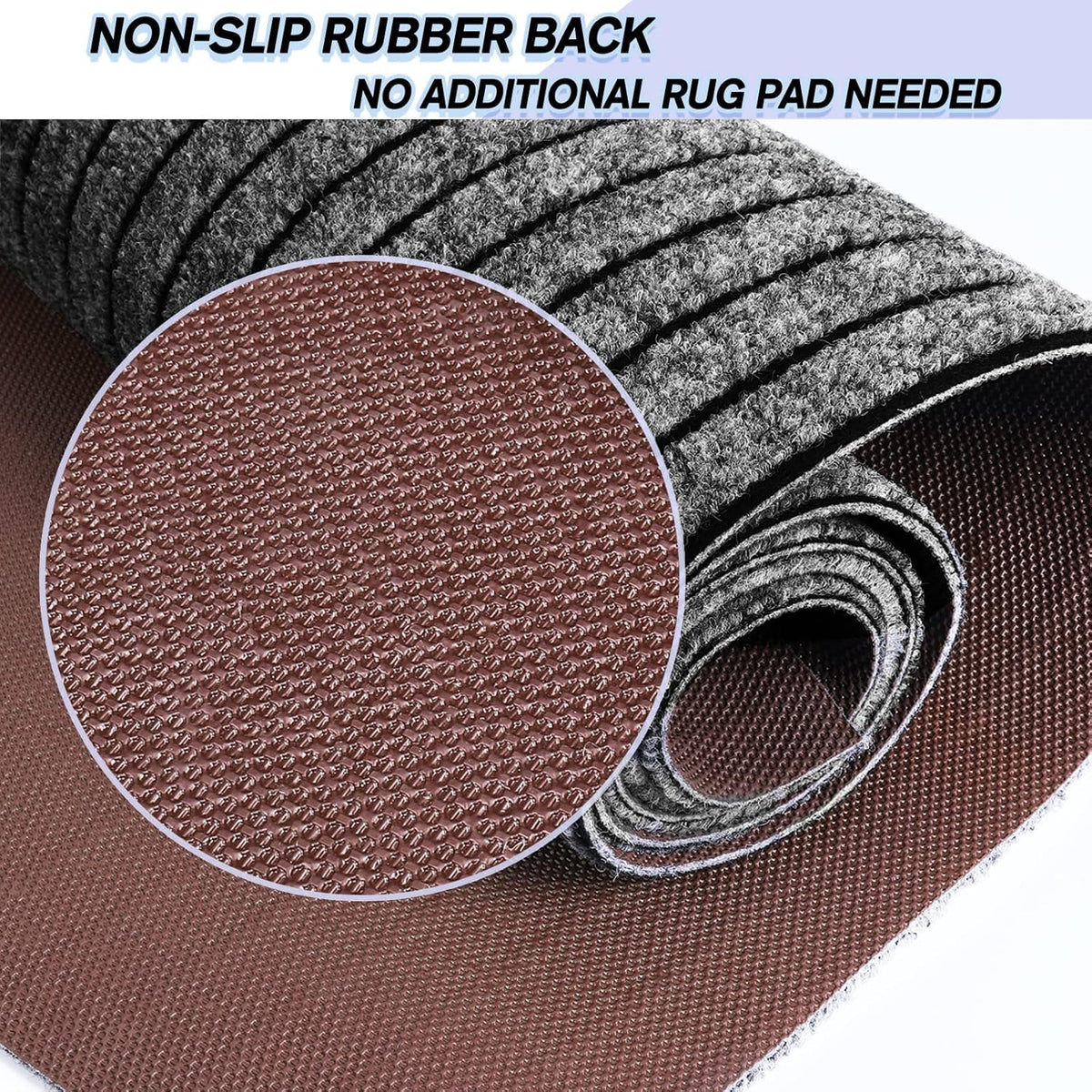 Custom Size Backed Non-Slip Area Rugs Runner, Easy Clean, Waterproof Runner Rugs for Hallway Entryway, Kitchen, Laundry, 2FT x 82FT, Gray Stripe