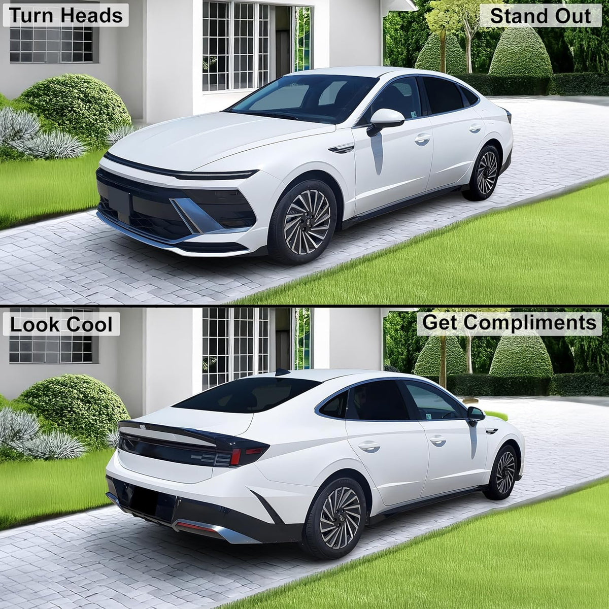 BOGAR TECH DESIGNS Precut for Hyundai Sonata 2024-2025 Full Headlight Taillight Tint Kit, Light Smoke
