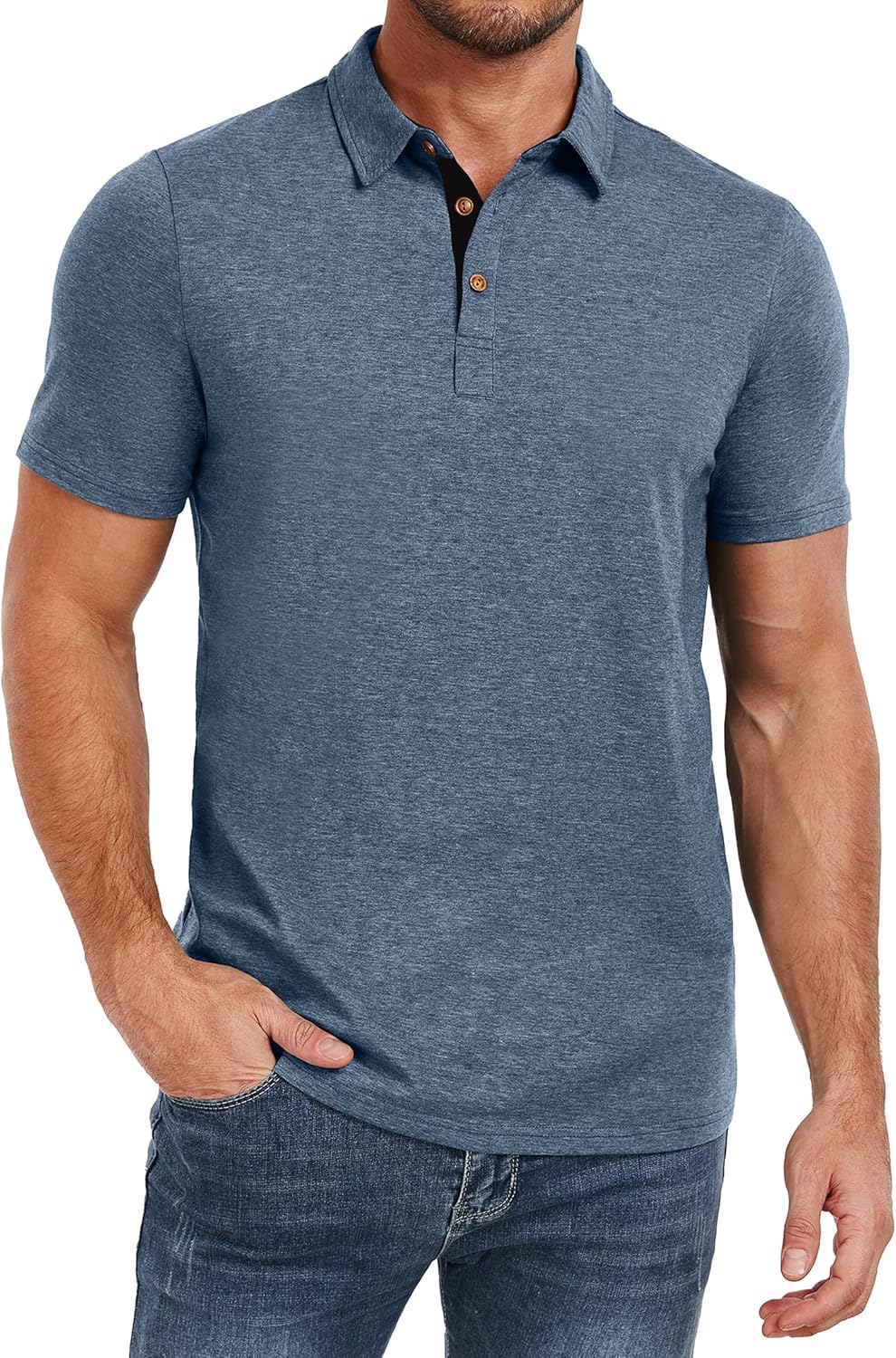 PEGENO Mens Polo Shirts Short Sleeve Casual Cotton Golf Shirts Performance Polo Shirts for Men
