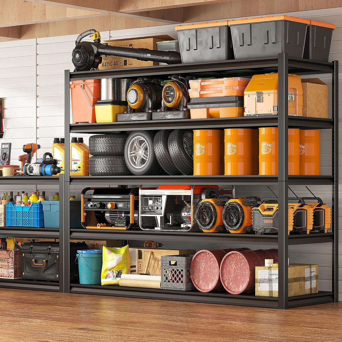 REIBII Garage Shelving 48.2" W Storage Shelves 3000LBS Metal Shelving Heavy Duty Adjustable Metal Shelf Industrial Pantry Shelves for Basement Garage Warehouse 72.2" H x 24.2" D x 48.2" W, 4 Pack