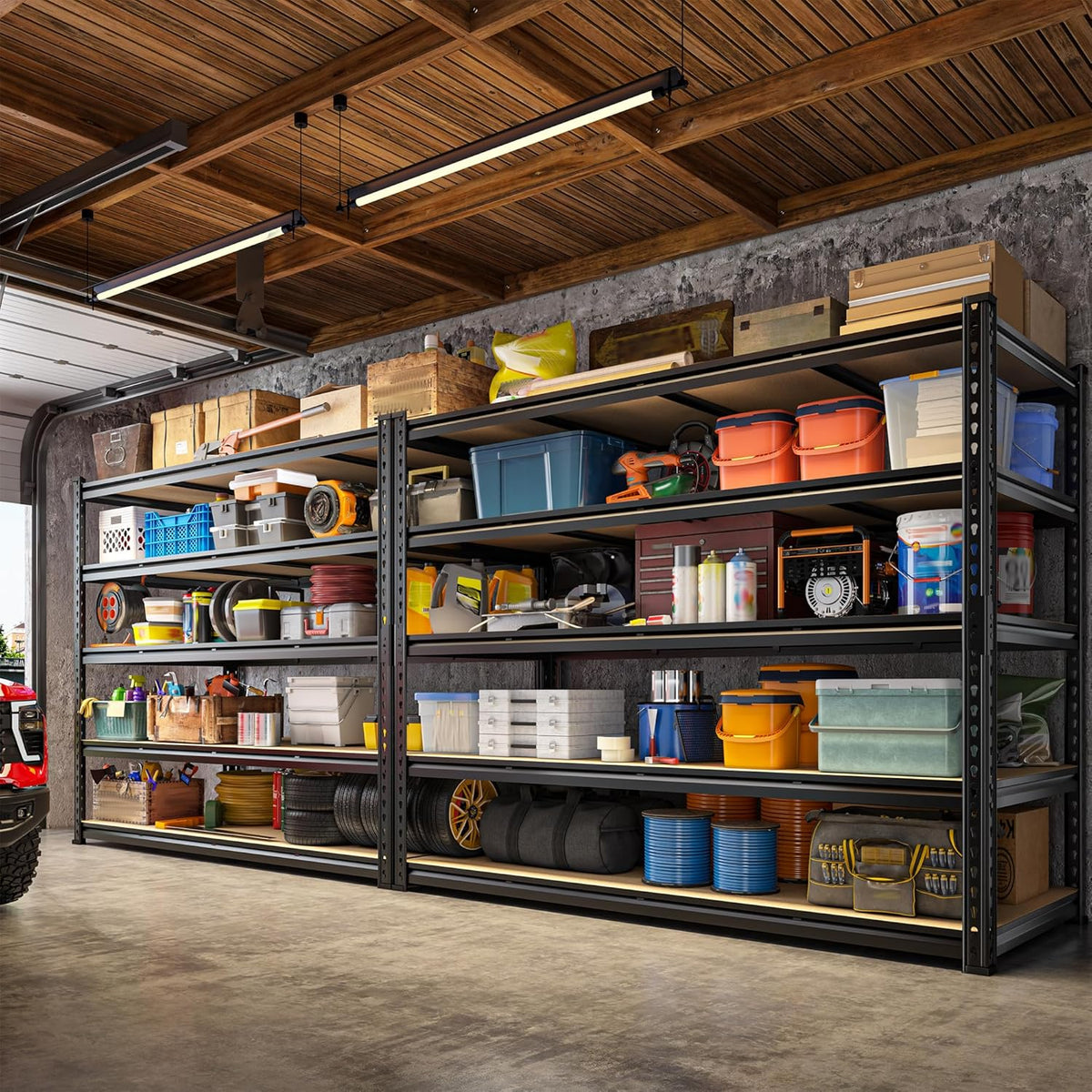 59.8" W Garage Shelving 72" H Storage Shelves 2750LBS Metal Shelving Heavy Duty Garage Shelves Adjustable Metal Shelf for Basement Warehouse Pantry 59.8" W x 24" D x 72" H