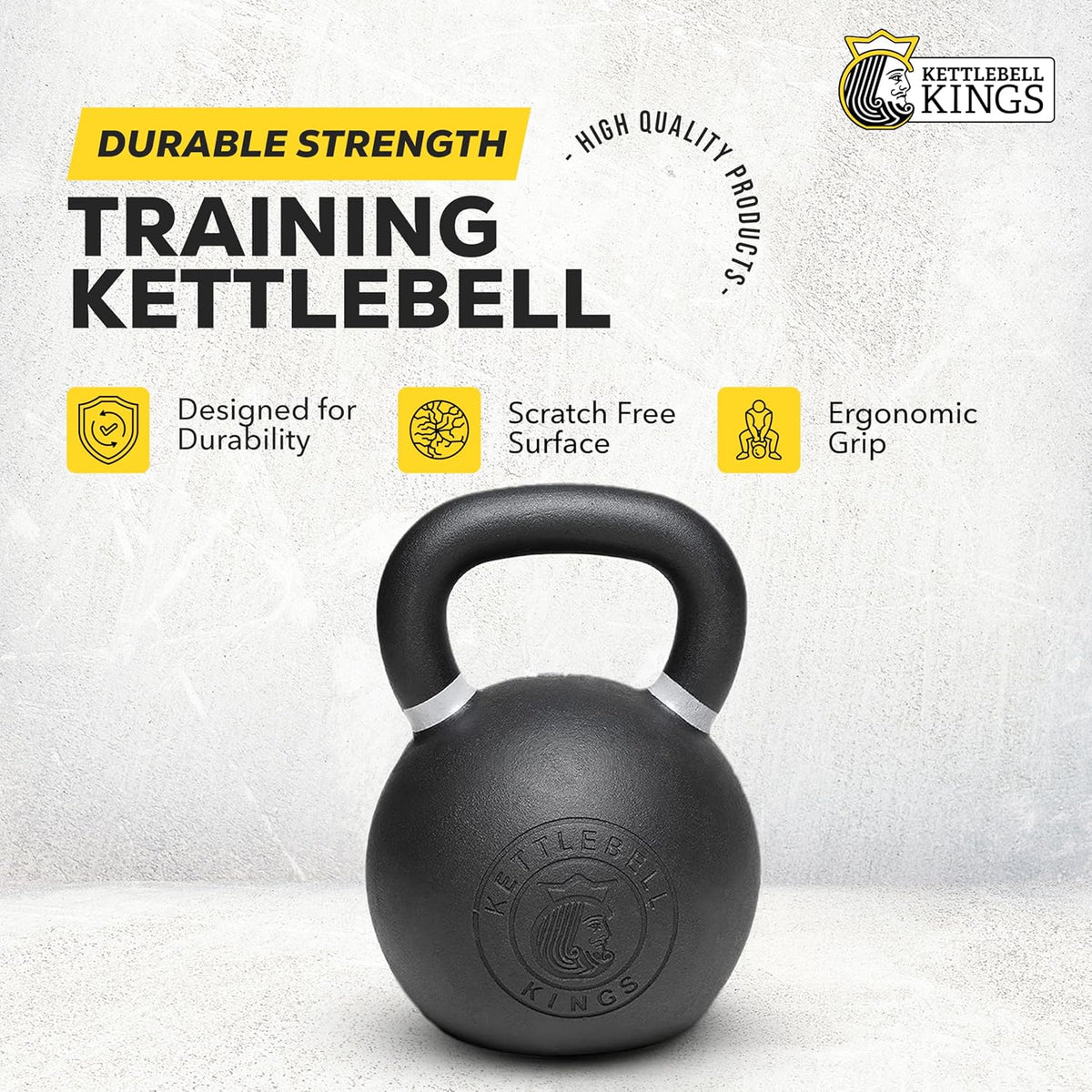 Kettlebell Kings Powder Coated Kettlebell Weights - 9-97 lb Strength Training Kettlebells for Men and Women - Hand Weights Workout Gym Equipment - Weights Set for Home Gym- New
