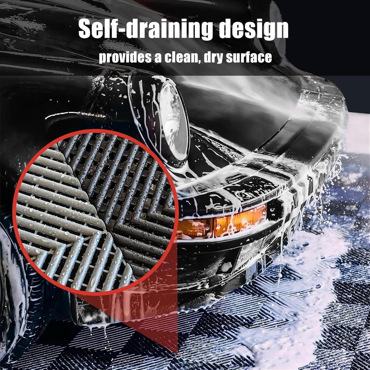50PCS|15.7"x15.7" Garage Flooring Tiles, Non-Slip Interlocking Plastic Garage Floor Mat, Garage Organization & Garage Storage, Vented Pattern (Black)
