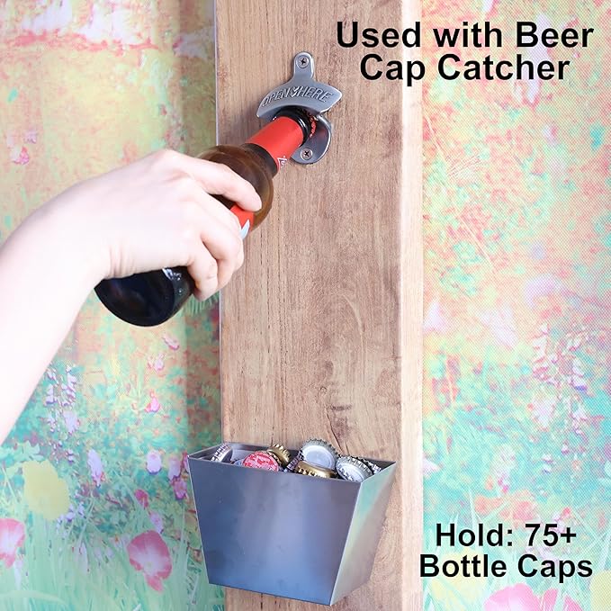 4 PCS Bottle Opener Wall Mounted Stainless, Antique Silver Rust-free Screw in Wall Beer Cap Bottle Opener Outdoor for Post Kitchen Cupboard