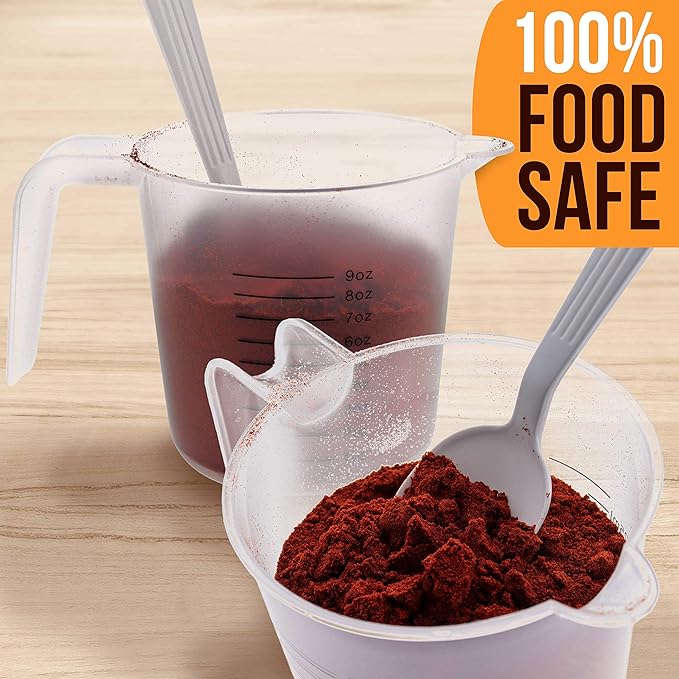 U.S. Kitchen Supply Plastic Measuring Cups with Handles - 8 oz (250 ml) Liquid Measuring Cup Set of 6 - Clear Microwave Safe Kitchen Cups - Measure in mL or Ounces, Measurement Cup for Cooking