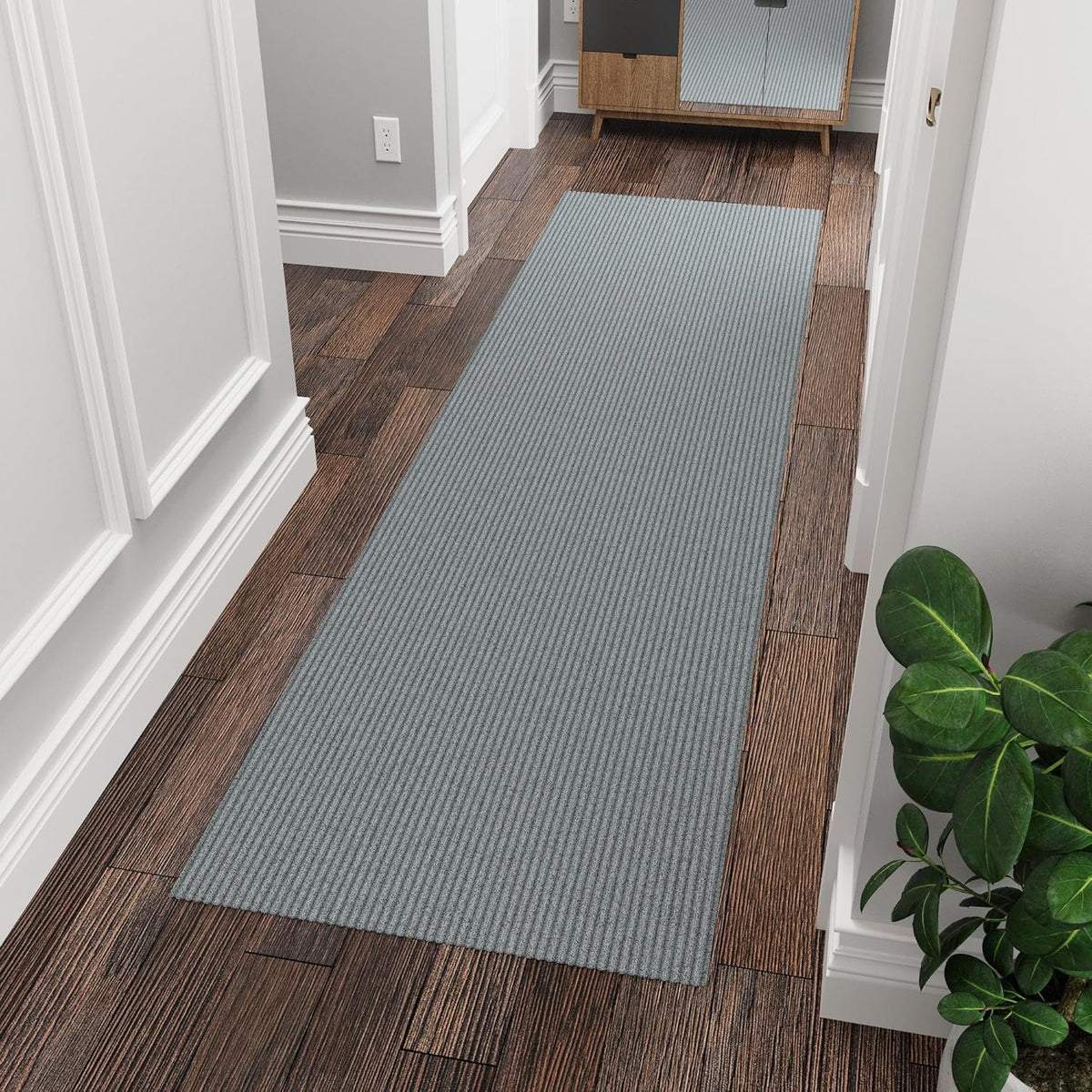 Ottomanson 2' x 7' Hallway Runner with Scraper Pile - Extra Durable Non-Slip Rug Mat for Indoor & Outdoor Use - Ideal for Kitchen, Entryway, Patio & Garage - High-Traffic Carpet, Gray