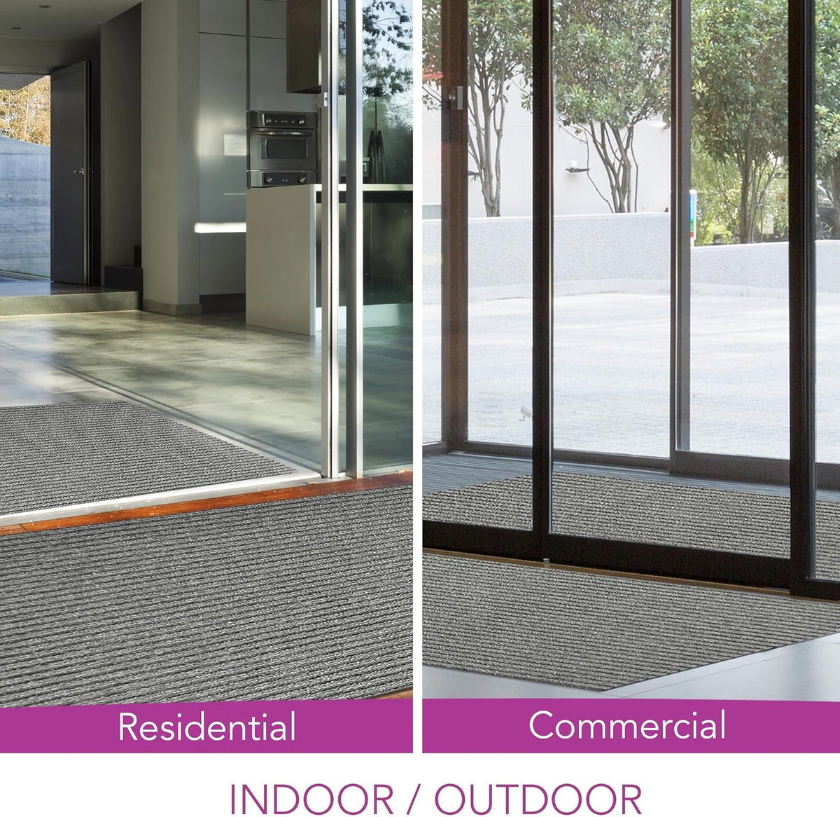 iCustomRug Spartan Weather Warrior Indoor/Outdoor Utility Ribbed Carpet Runner with Non-Slip Thermoplastic Rubber Backing, 3ft X 10ft in Grey
