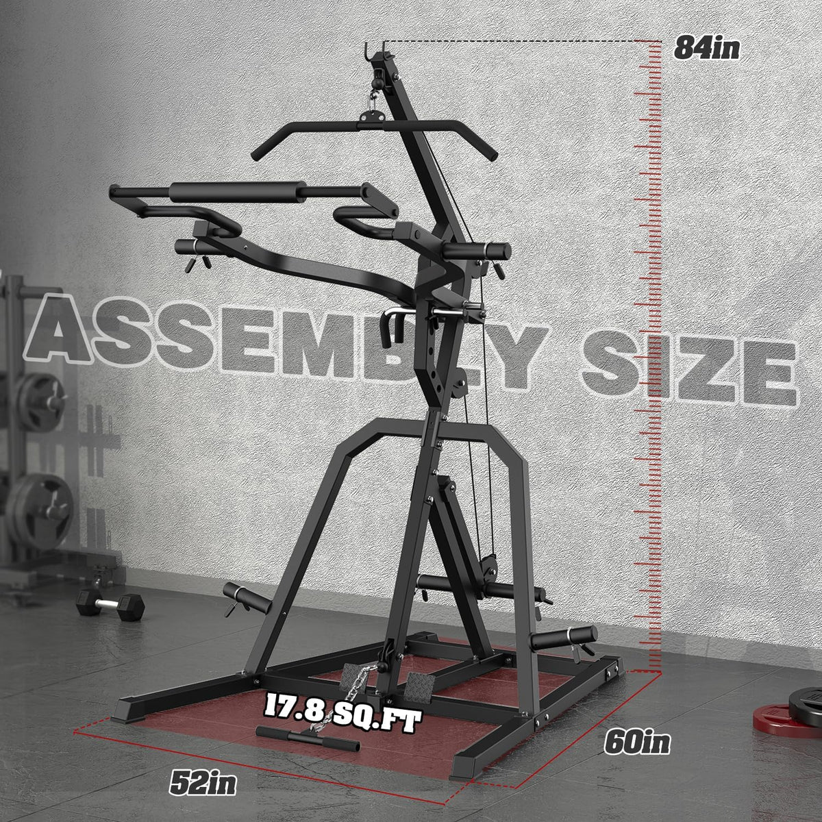 DONOW Leverage Gym Power Rack Squat Rack Lever Gym with LAT Low Row System Home Gym System Workout Station 2:1 Ratio (Without Weight Plates)