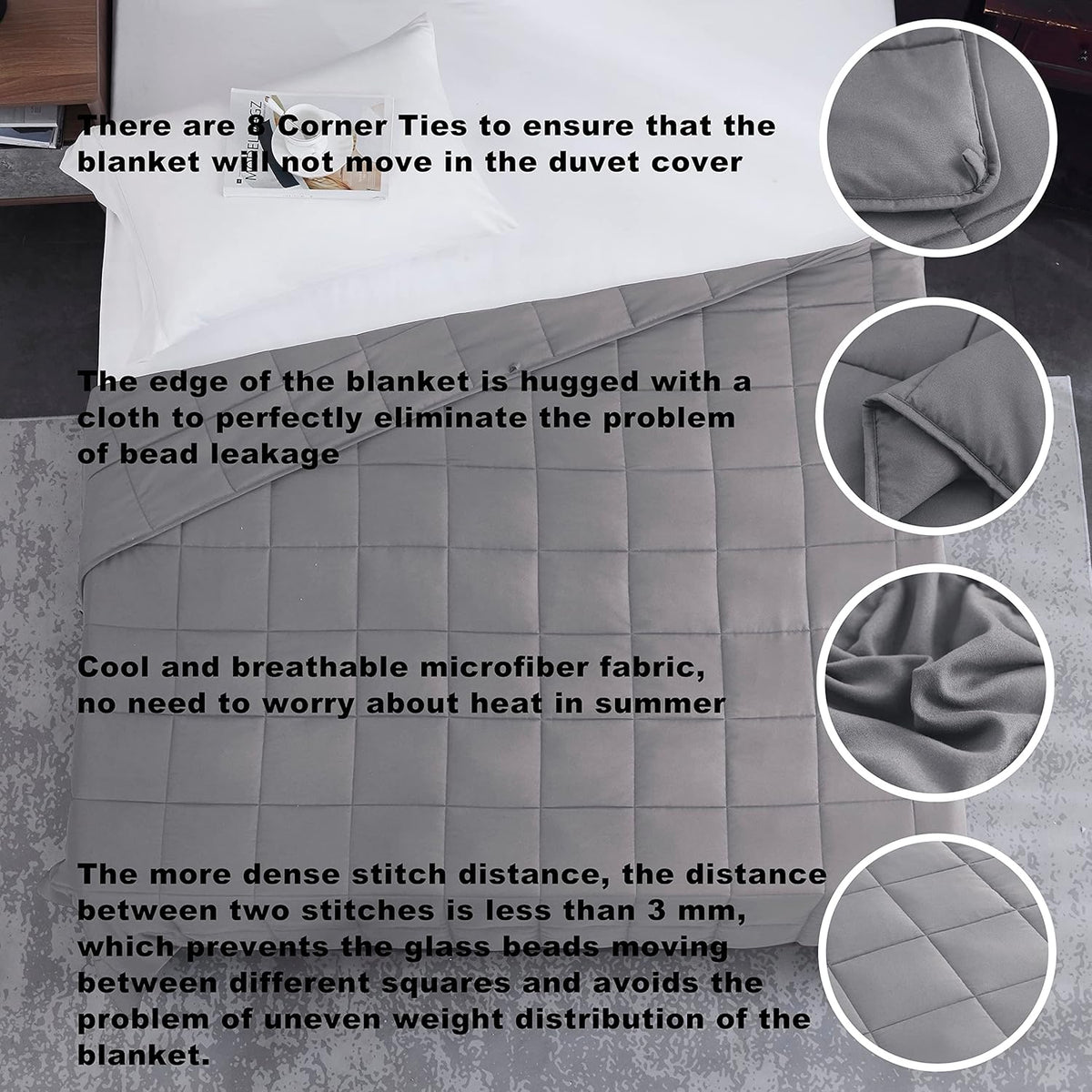 L'AGRATY Weighted Blanket - 60"x80" 25lbs Cooling Breathable Heavy Blanket Microfiber Material with Glass Beads for Adult All-Season Summer Fall Winter Soft Thick Comfort