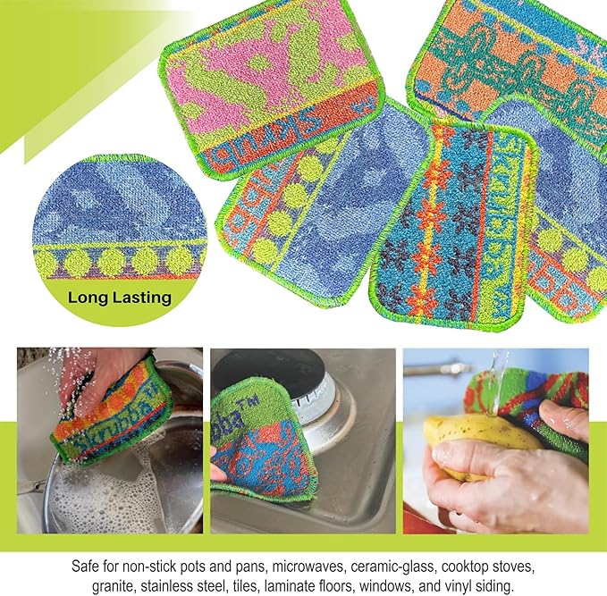 Wet-It Skrubba Non-Scratch Scouring Pad – European Scrubby Sponge for Kitchen Cleaning, Pots, Pans, Glass & Cookware – Durable Reusable Pad with Fun Chicken Design