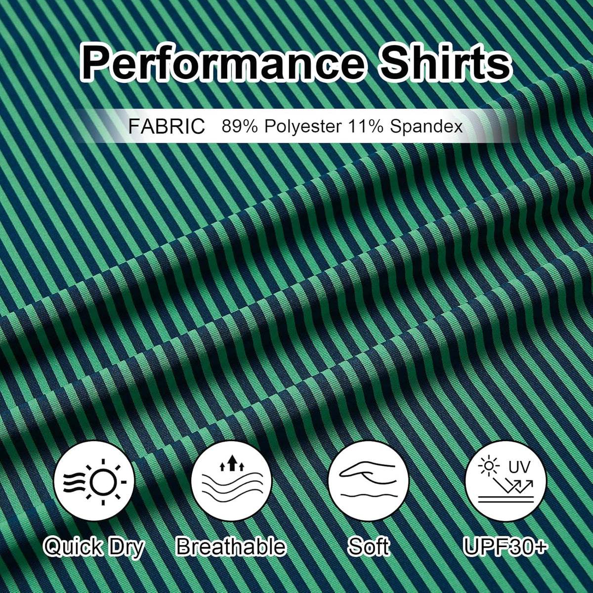 Golf Shirts for Men - Moisture Wicking Short Sleeve Performance Sport Casual Striped Collared Mens Polo Shirt