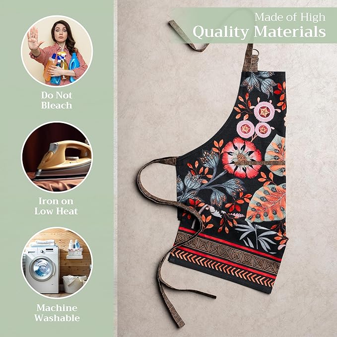 Maison d' Hermine 100% Cotton Apron for women with Pocket Kitchen Chef Apron for Men Cooking Mothers Day Gifts