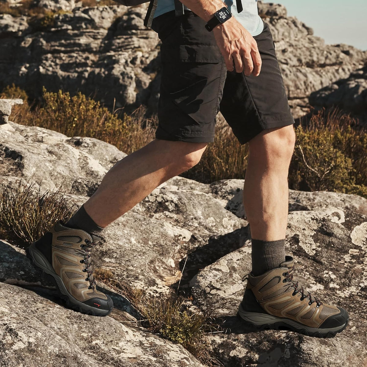 NORTIV 8 Men's Ankle High Waterproof Hiking Boots Outdoor Lightweight Shoes Trekking Trails Armadillo