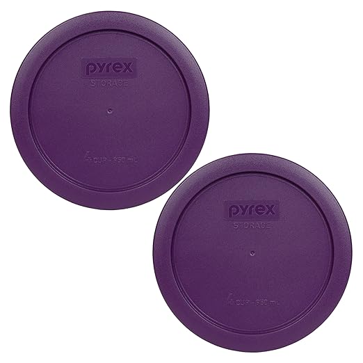 Pyrex 7201-PC Round 4 Cup Storage Lid for Glass Bowls (2, Purple)