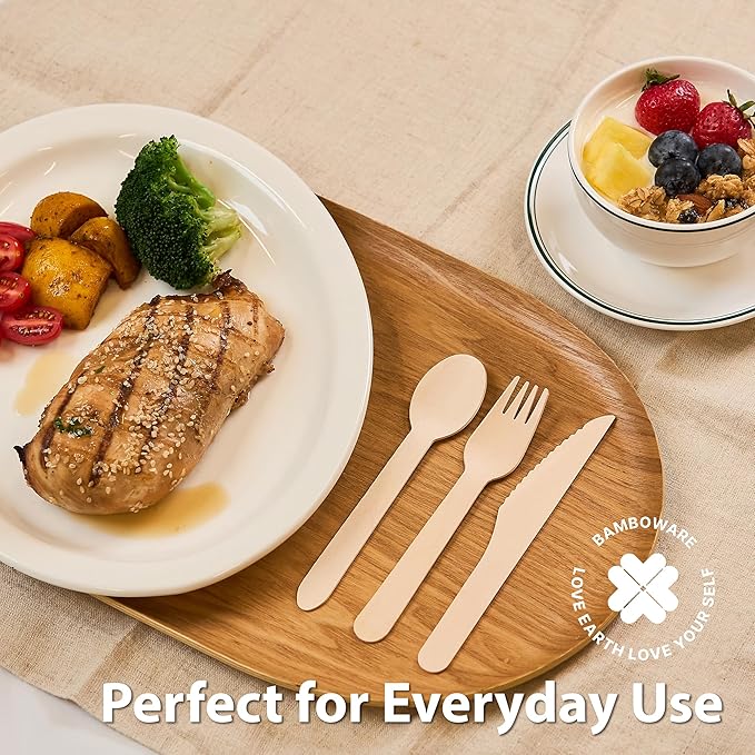 Wooden Knives 300 Pieces | Natural Birch Wood Disposable Knives | Biodegradable, Smooth & Strong for Parties, Weddings, and Outdoor Events