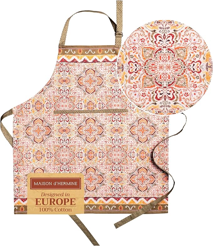 Maison d' Hermine 100% Cotton Apron for women with Pocket Kitchen Chef Apron for Men Cooking Mothers Day Gifts